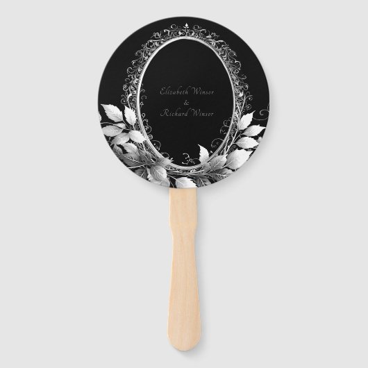 Zeitlose Hochzeitsfeier mit schwarzer Krawatte Fächer (Rückseite)