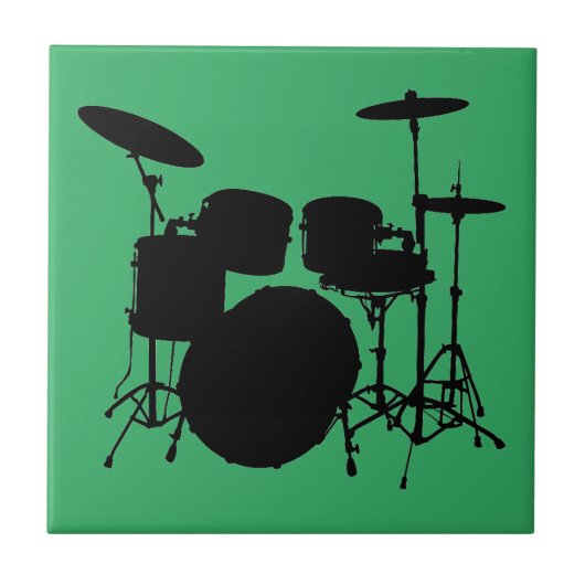Zeitlose Hommage an Musik - Drum Kit-Silhouette Fliese (Vorderseite)