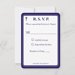 Zeitlose katholische Antwortkarte mit Monogramm RSVP Karte
