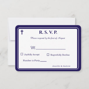 Zeitlose katholische Antwortkarte mit Monogramm RSVP Karte