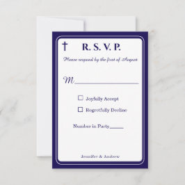 Zeitlose katholische monogrammierte Antwortkarte RSVP Karte