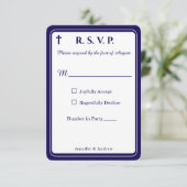 Zeitlose katholische monogrammierte Antwortkarte RSVP Karte (Stehend Vorderseite)