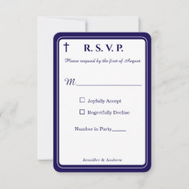 Zeitlose katholische monogrammierte Antwortkarte RSVP Karte