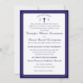 Zeitlose katholische monogrammierte Hochzeitseinla Einladung