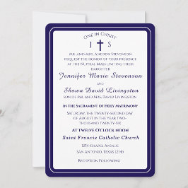 Zeitlose katholische monogrammierte Hochzeitseinla Einladung