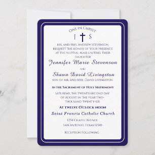 Zeitlose katholische monogrammierte Hochzeitseinla Einladung