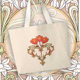 Zeitlose künstlerische Art Nouveau Blumendesign Jumbo Stoffbeutel