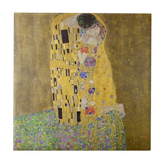 Zeitlose Leidenschaft - Gustav Klimts "Der Kuss" a Fliese (Vorderseite)