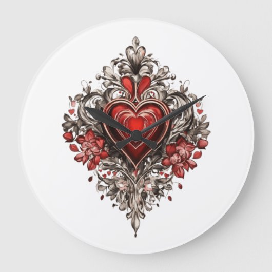 "Zeitlose Liebe: Herzlogo auf der Wall-Clock" Große Wanduhr (Vorderseite)