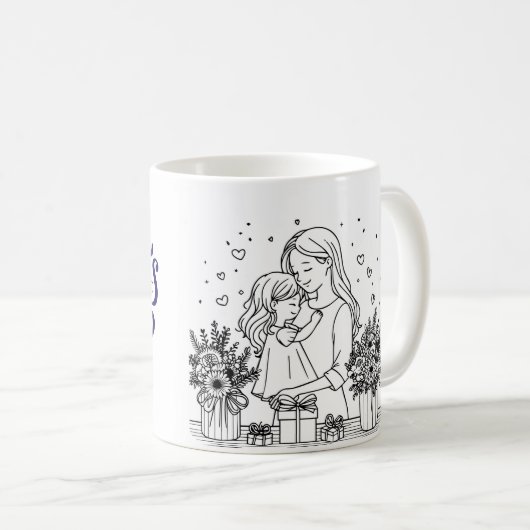🖤 Zeitlose Liebe - Mother's Day Line Art Tasse 🖤 (VorderseiteRechts)