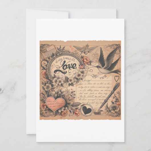 🖋️ ❤️ Zeitlose Liebe Schreiben 📜 💘 Feiertagskarte (Vorderseite)