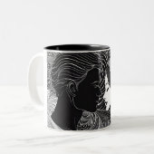 Zeitlose Liebe Schwarz-Weiß-Silhouette Zweifarbige Tasse (Vorderseite Links)