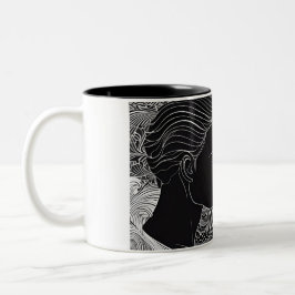 Zeitlose Liebe Schwarz-Weiß-Silhouette Zweifarbige Tasse