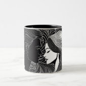Zeitlose Liebe Schwarz-Weiß-Silhouette Zweifarbige Tasse (Mittel)