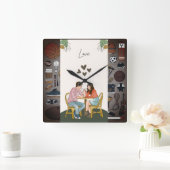 "Zeitlose Liebe: Set von Couple's Watch" Quadratische Wanduhr (Zuhause)