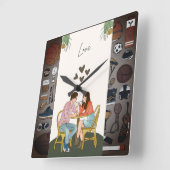 "Zeitlose Liebe: Set von Couple's Watch" Quadratische Wanduhr (Winkel)