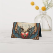Zeitlose Liebe, surreale Eleganz im Steampunkstil Platzkarte (Rückseite)