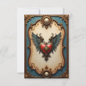 Zeitlose Liebe, surreale Eleganz im Steampunkstil RSVP Karte (Rückseite)