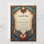Zeitlose Liebe, surreale Eleganz im Steampunkstil Save The Date (Vorderseite)