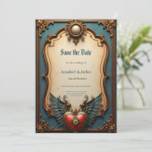 Zeitlose Liebe, surreale Eleganz im Steampunkstil Save The Date (Stehend Vorderseite)