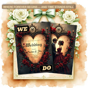 Zeitlose Liebe – Victorian Gothic Hochzeitskollekt Einladung