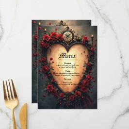 Zeitlose Liebe – Victorian Gothic Hochzeitskollekt Menükarte