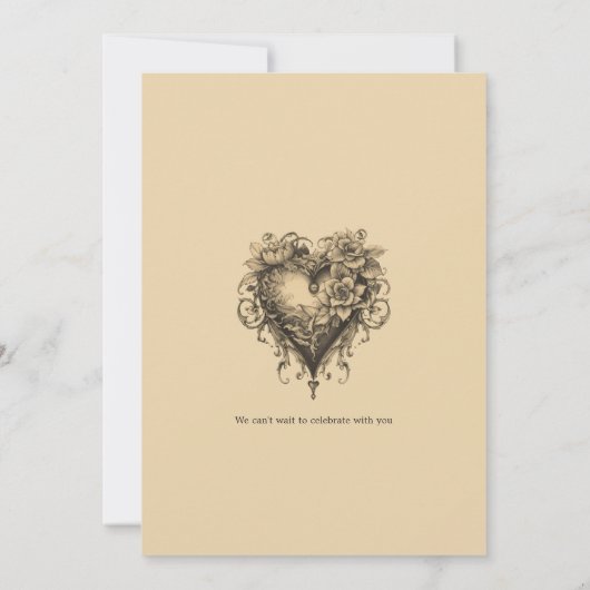 Zeitlose Liebe | Vintage Hochzeit Einladung (Rückseite)