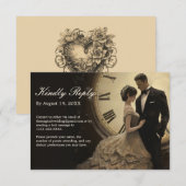 Zeitlose Liebe | Vintage Hochzeit RSVP Karte (Vorne/Hinten)