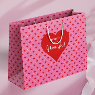 Zeitlose Liebesherzen Ich liebe dich personalisier Große Geschenktüte