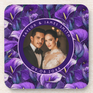 Zeitlose lila Calla-Lilien-Garten-Boho-Hochzeit Getränkeuntersetzer