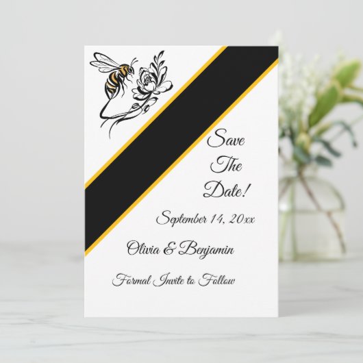 Zeitlose Luxus-Biene-Save the Date-Karte Save The Date (Stehend Vorderseite)