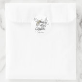 Zeitlose Luxus-Bienenhochzeitsticker - elegant Runder Aufkleber (Tasche)