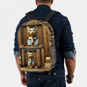 Zeitlose Majestät: Die goldene ägyptische Pharaone Bedruckter Rucksack
