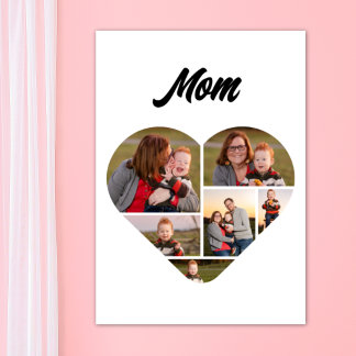 Zeitlose Mama Herzform Familienfoto Collage Poster