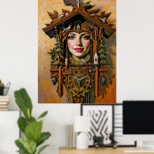 "Zeitlose Maus" - Ein Kuckucksuhr-Portrait Poster (Heimbüro)