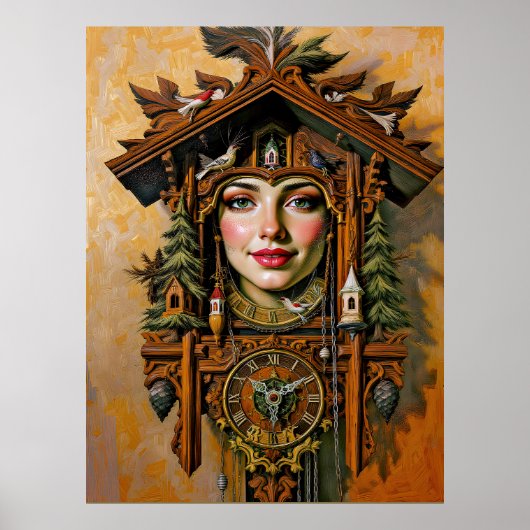 "Zeitlose Maus" - Ein Kuckucksuhr-Portrait Poster (Vorne)