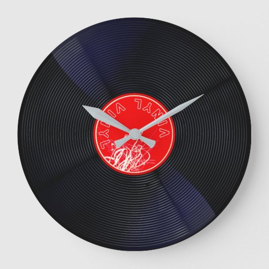 Zeitlose Melodien: Vinyl Record Large Clock Große Wanduhr (Vorderseite)