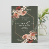 Zeitlose moderne Drehung Terracotta Frame Wedding Einladung (Stehend Vorderseite)