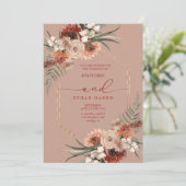 Zeitlose moderne Drehung Terracotta Frame Wedding Einladung (Stehend Vorderseite)