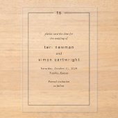 Zeitlose moderne Hochzeit rettet das Datum Acryleinladungen (Vorderseite)