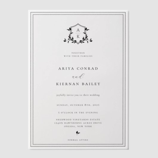 Zeitlose Monografie der Reben Pergament Einladungen (Vorderseite)