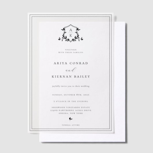 Zeitlose Monografie der Reben Pergament Einladungen (Versetzt)