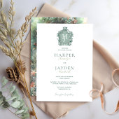 Zeitlose Monografie, grüne und blütige Hochzeit Einladung