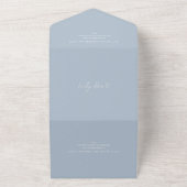 Zeitlose Monogram Dusty Blue Elegant Wedding All In One Einladung (Außenbereich)