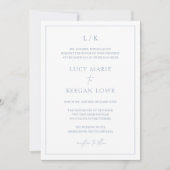 Zeitlose Monogram Dusty Blue Elegant Wedding Einladung (Vorderseite)