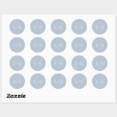 Zeitlose Monogram Dusty Blue Elegant Wedding Runder Aufkleber (Blatt)