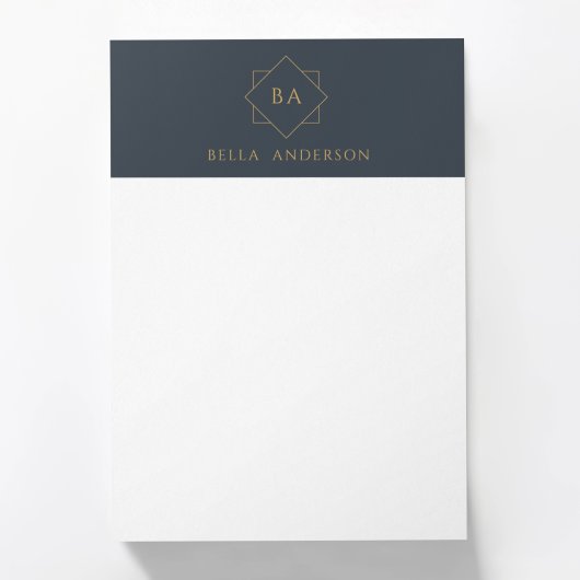 Zeitlose Navy Blue & Gold Initial Monogram Post-it Klebezettel