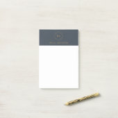 Zeitlose Navy Blue & Gold Initial Monogram Post-it Klebezettel (Auf Schreibtisch)