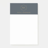 Zeitlose Navy Blue & Gold Initial Monogram Post-it Klebezettel (Vorderseite)