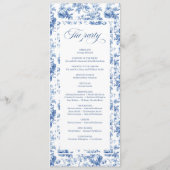 Zeitlose Navy-Rosen Floral-Toile-Hochzeitsprogramm Programm (Rückseite)